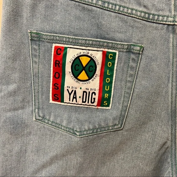 Cross Colours Cuffed Denim Short Ya Dig Hip Hop in Vintage Indigo NWOT (32) - Picture 7 of 9